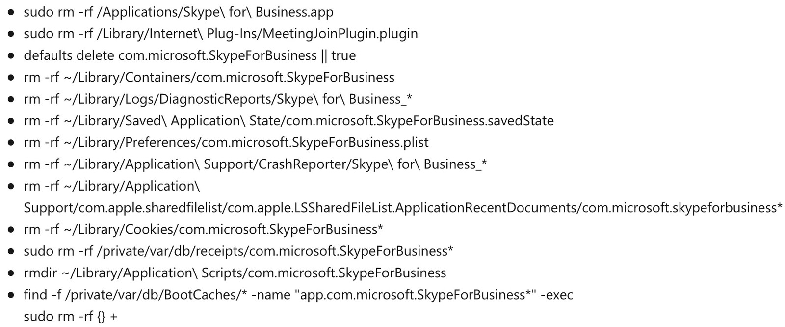 remove skype for business mac os